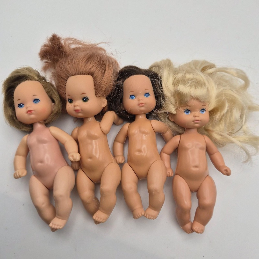 Vintage Mattel Small Doll Lot of 4 1976 Blonde Brunette Redhead Nude
